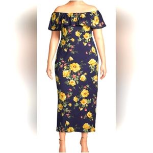 Urban Rose Juniors' Plus Size Off-Shoulder Maxi Dress